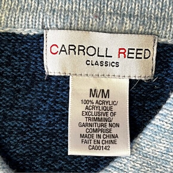 Vintage Carroll Reed Multi Shade Blues Zip Up Embroidered Knit Cardigan Sweater - Picture 4 of 10